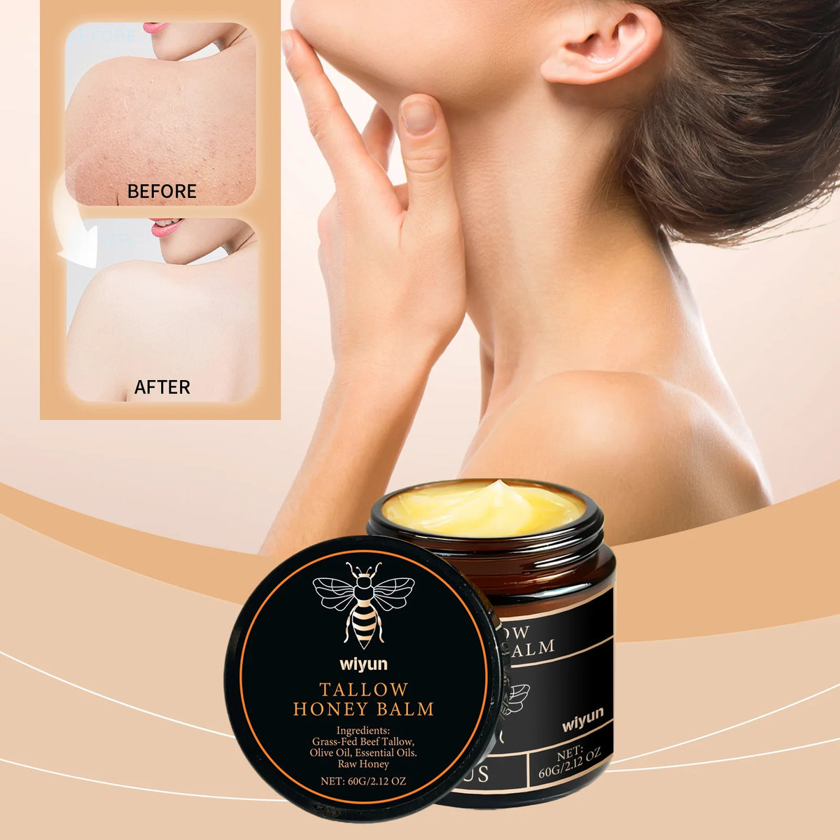 Whipped Beef Tallow Honey Balm Moisturizing Face Body Cream